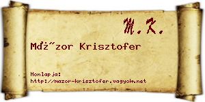 Mázor Krisztofer névjegykártya